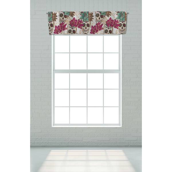 Sugar Skulls & Flowers Valance - On window