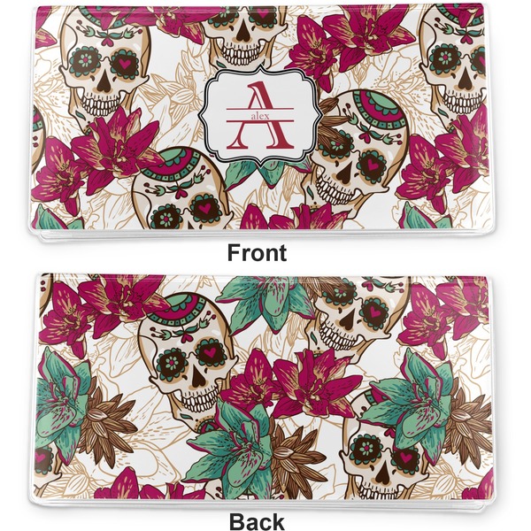 Sugar Skulls & Flowers Vinyl Check Book Cover - Front and Back