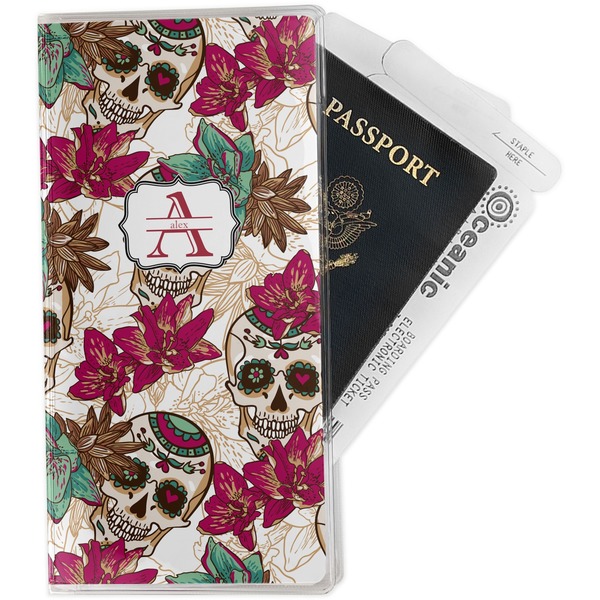 Custom Sugar Skulls & Flowers Travel Document Holder