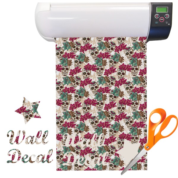 Custom Sugar Skulls & Flowers Vinyl Sheet (Re-position-able)