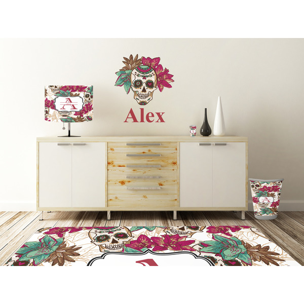 Sugar Skulls & Flowers Wall Graphic Decal Wooden Desk