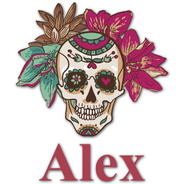 Custom Sugar Skulls & Flowers Graphic Decal - Medium (Personalized)