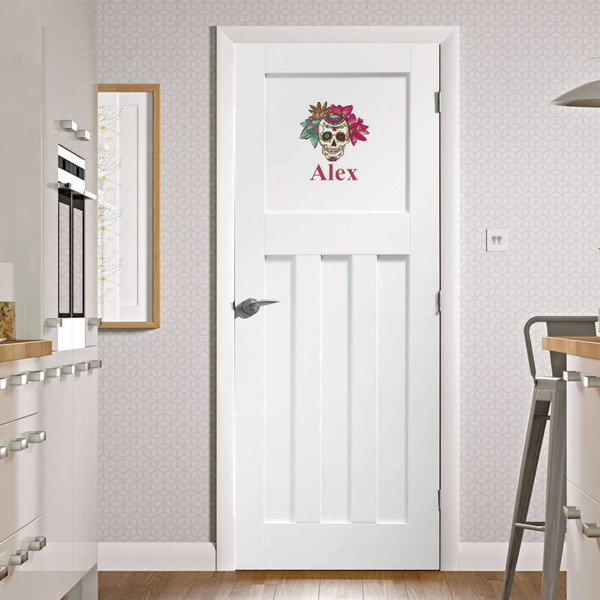 Sugar Skulls & Flowers Wall Graphic on Door