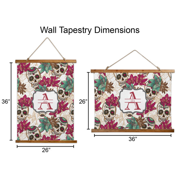 Sugar Skulls & Flowers Wall Hanging Tapestries - Parent/Sizing