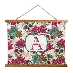 Sugar Skulls & Flowers Wall Hanging Tapestry - Wide (Personalized)
