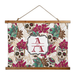 Sugar Skulls & Flowers Wall Hanging Tapestry - Wide (Personalized)