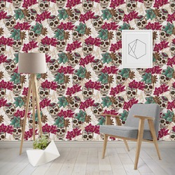 Sugar Skulls & Flowers Wallpaper & Surface Covering (Peel & Stick - Repositionable)