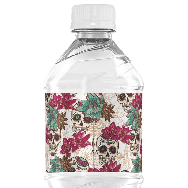 Sugar Skulls & Flowers Water Bottle Label - Back View