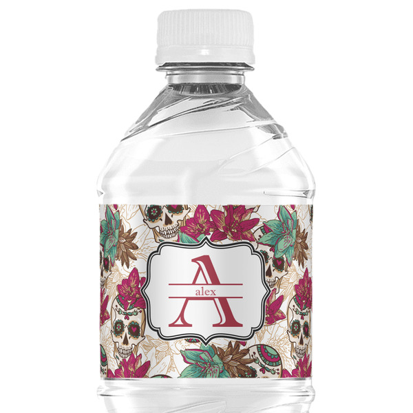 Custom Sugar Skulls & Flowers Water Bottle Labels - Custom Sized (Personalized)