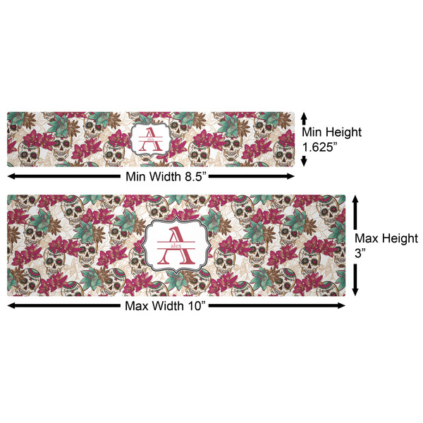 Sugar Skulls & Flowers Water Bottle Labels w/ Dimensions