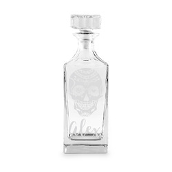Sugar Skulls & Flowers Whiskey Decanter - 30 oz Square (Personalized)