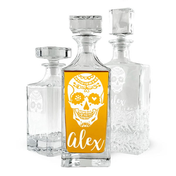 Custom Sugar Skulls & Flowers Whiskey Decanter (Personalized)