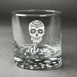 Sugar Skulls & Flowers Whiskey Glass - Engraved (Personalized)