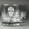 Sugar Skulls & Flowers Whiskey Glasses Set of 4 - Engraved Front