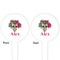 Sugar Skulls & Flowers White Plastic 4" Food Pick - Round - Double Sided - Front & Back
