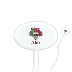 Sugar Skulls & Flowers Oval Plastic Stir Sticks (Personalized)