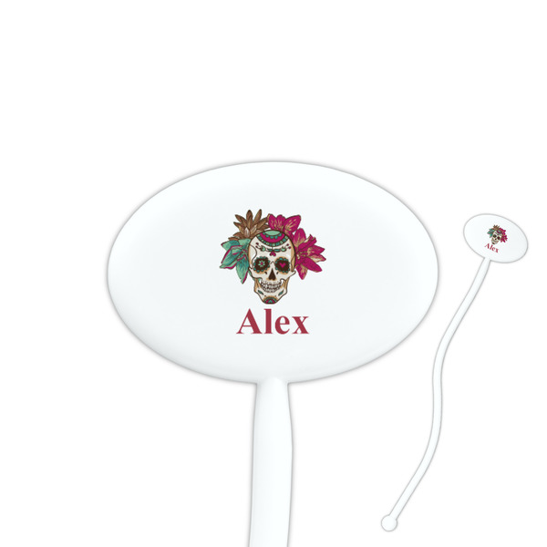 Custom Sugar Skulls & Flowers Oval Stir Sticks (Personalized)