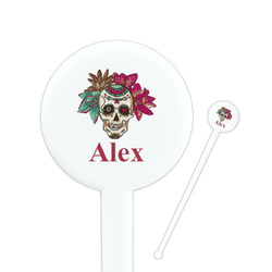 Sugar Skulls & Flowers Round Plastic Stir Sticks (Personalized)