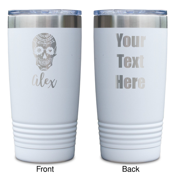 Sugar Skulls & Flowers White Polar Camel Tumbler - 20oz - Double Sided - Approval