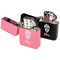 Sugar Skulls & Flowers Windproof Lighters - Black & Pink - Open