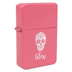 Sugar Skulls & Flowers Windproof Lighter - Pink - Single Sided (Personalized)