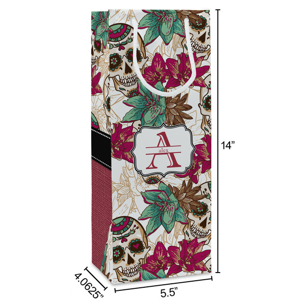Sugar Skulls & Flowers Wine Gift Bag - Dimensions