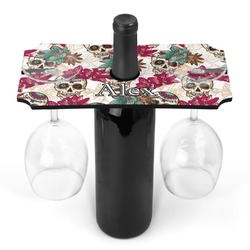 Sugar Skulls & Flowers Wine Bottle & Glass Holder (Personalized)