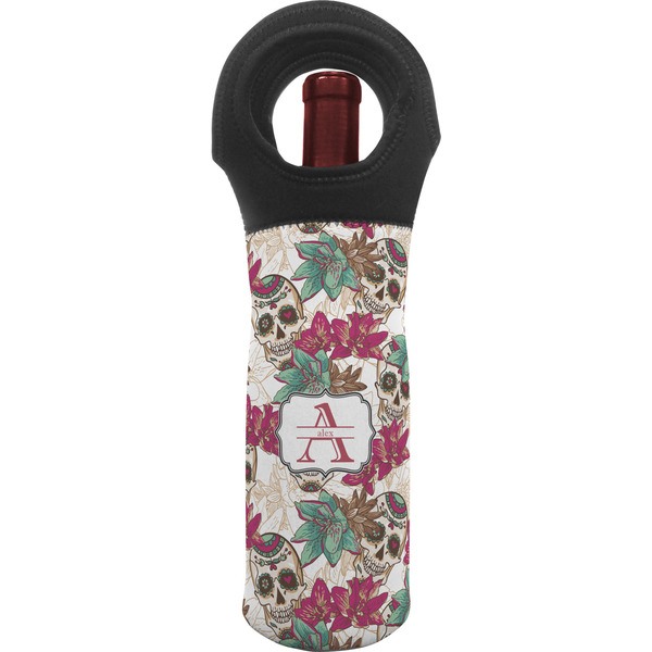 Custom Sugar Skulls & Flowers Wine Tote Bag (Personalized)