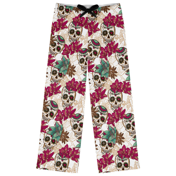Custom Sugar Skulls & Flowers Womens Pajama Pants - XL