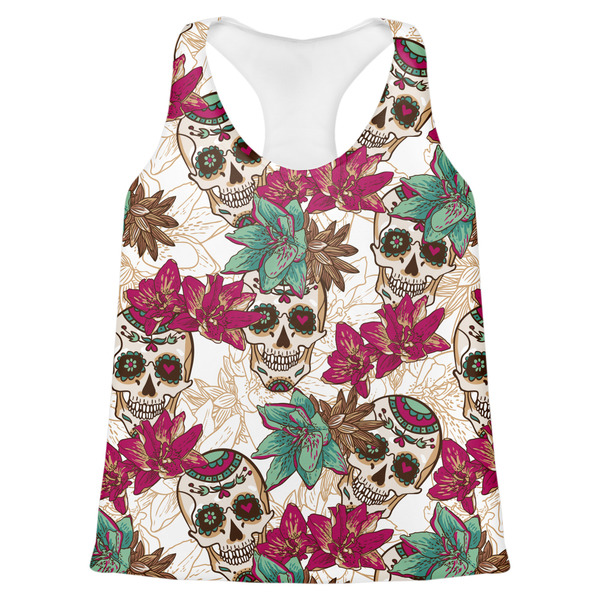 Custom Sugar Skulls & Flowers Womens Racerback Tank Top - X Large