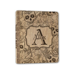 Sugar Skulls & Flowers Wood 3-Ring Binder - 1" Half-Letter Size (Personalized)