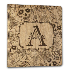 Sugar Skulls & Flowers Wood 3-Ring Binder - 1" Letter Size (Personalized)