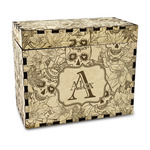 Sugar Skulls & Flowers Wood Recipe Box - Laser Engraved (Personalized)