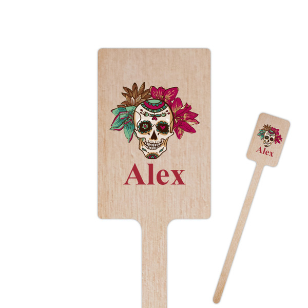 Custom Sugar Skulls & Flowers Rectangle Wooden Stir Sticks (Personalized)