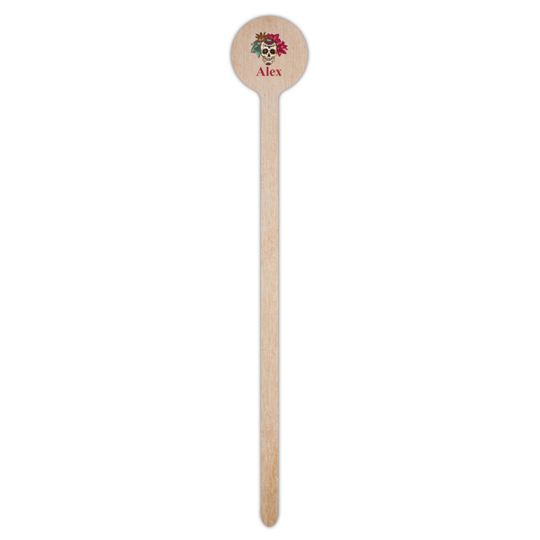 Sugar Skulls & Flowers Wooden 7.5" Stir Stick - Round - Single Stick