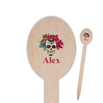 Sugar Skulls & Flowers Oval Wooden Food Picks (Personalized)