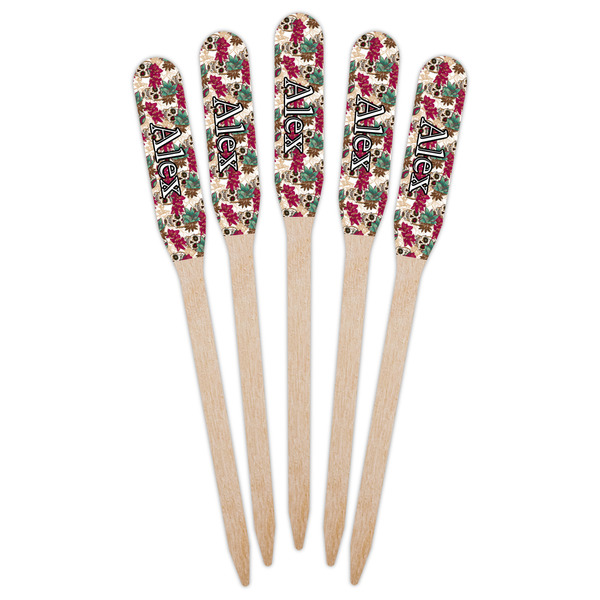 Sugar Skulls & Flowers Wooden Food Pick - Paddle - Fan View