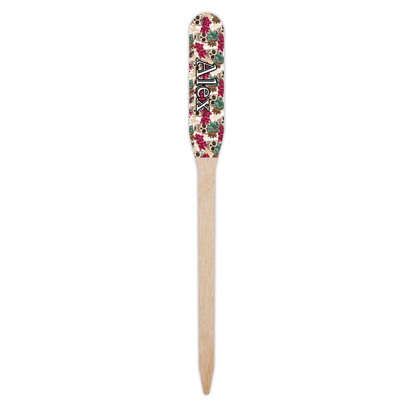 Sugar Skulls & Flowers Wooden Food Pick - Paddle - Single Pick