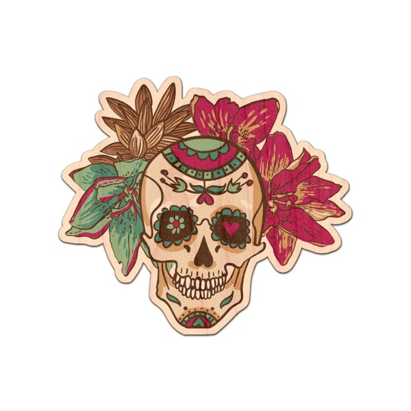 Custom Sugar Skulls & Flowers Genuine Maple or Cherry Wood Sticker