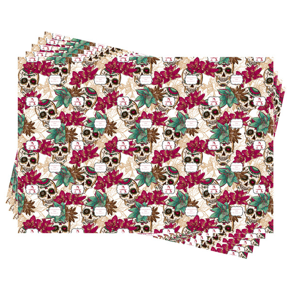 Sugar Skulls & Flowers Wrapping Paper - Front & Back - Sheets Approval