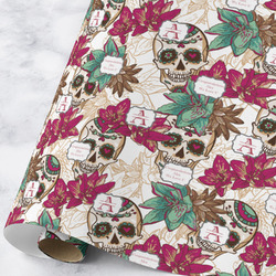 Sugar Skulls & Flowers Wrapping Paper Roll - Large - Matte (Personalized)
