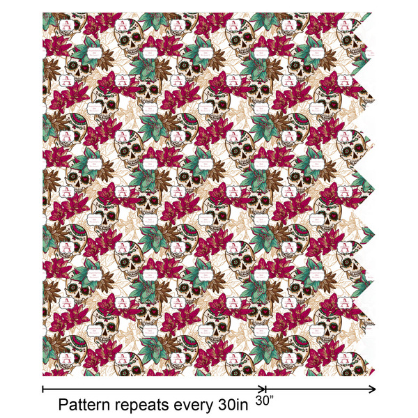 Sugar Skulls & Flowers Wrapping Paper Roll - Satin - Partial Roll