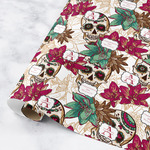 Sugar Skulls & Flowers Wrapping Paper Roll - Medium (Personalized)