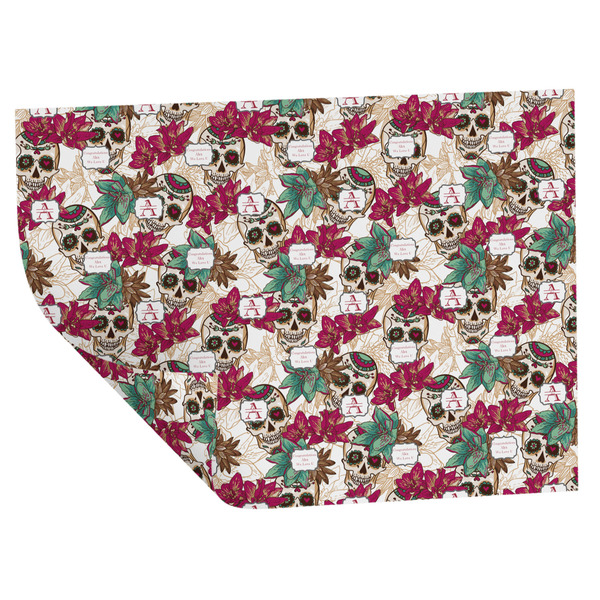 Sugar Skulls & Flowers Wrapping Paper Sheet - Double Sided - Folded