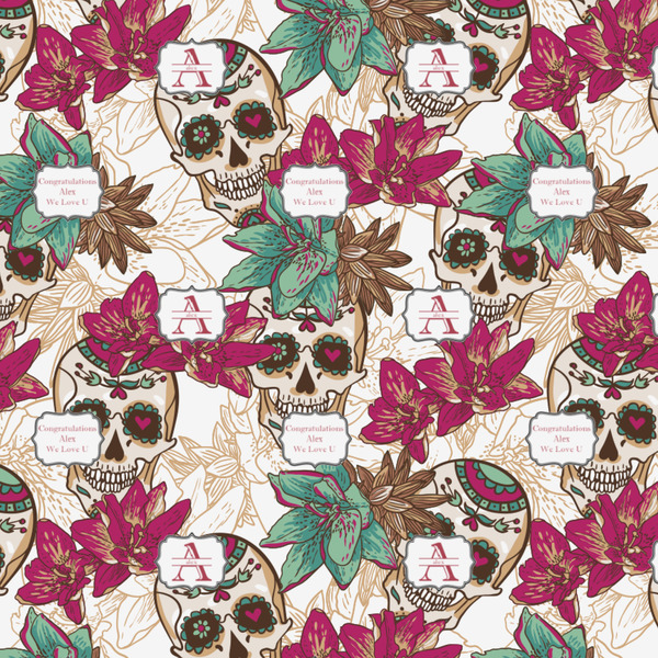 Sugar Skulls & Flowers Wrapping Paper Square