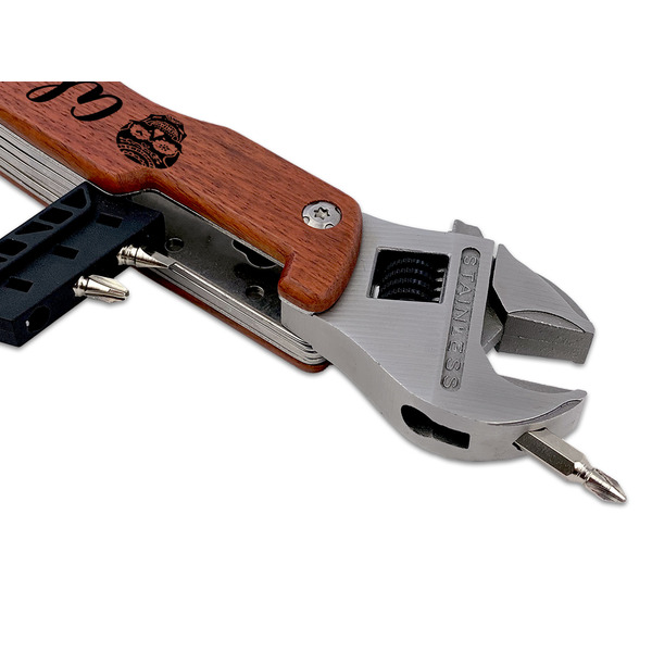 Sugar Skulls & Flowers Wrench Multi-tool - DETAIL (back wrench with screw)
