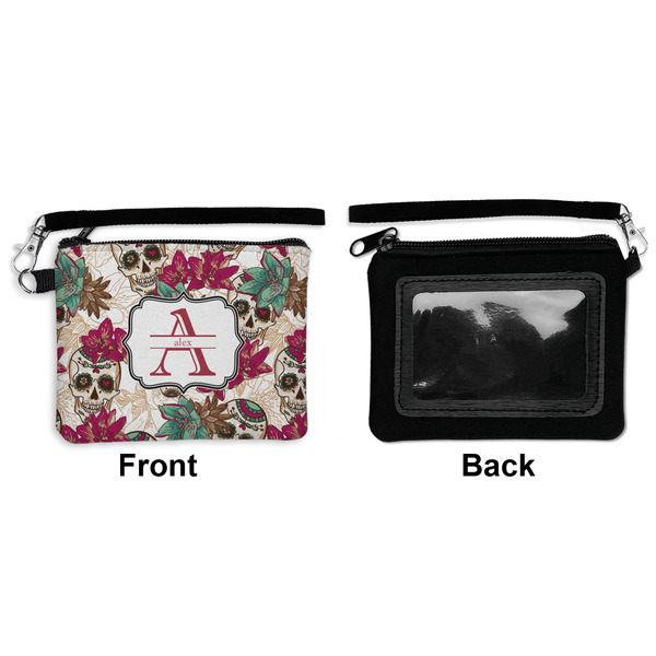 Sugar Skulls & Flowers Wristlet ID Cases - Front & Back
