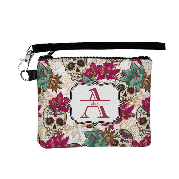 Custom Sugar Skulls & Flowers Wristlet ID Case w/ Name and Initial