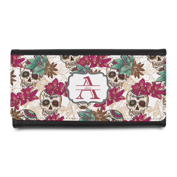 Custom Sugar Skulls & Flowers Leatherette Ladies Wallet (Personalized)