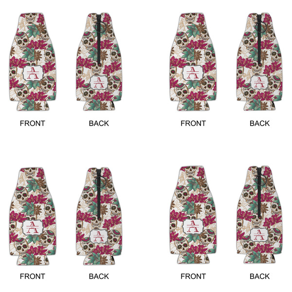 Sugar Skulls & Flowers Zipper Bottle Cooler - Set of 4 - APPROVAL